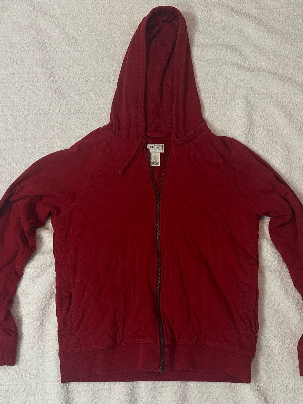 L.L. Bean Women's Quilted Zip Hoodie Jacket - Burgundy
